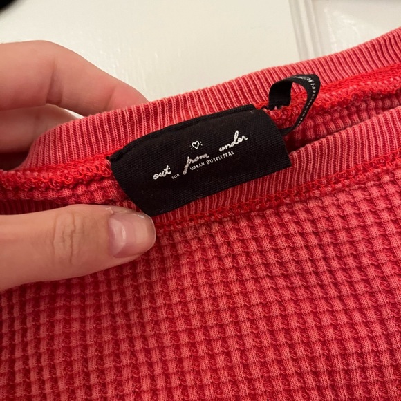 UO Out From Under Red Waffle Knit Sweatshirt - Picture 2 of 4